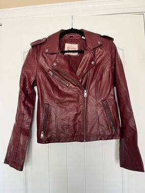Levi's Wine Red Faux Leather Moto Jacket Size Small
